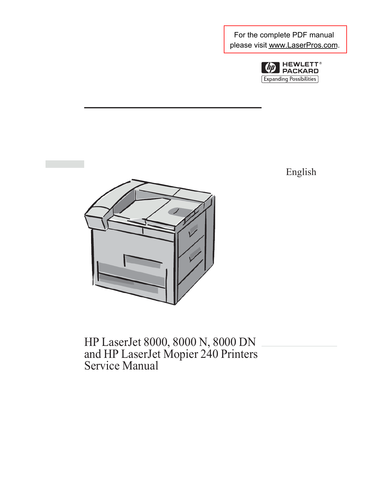 HP LaserJet 8000/8000n/8000dn/Mopier 240 Printers Service Manual | manualzz.