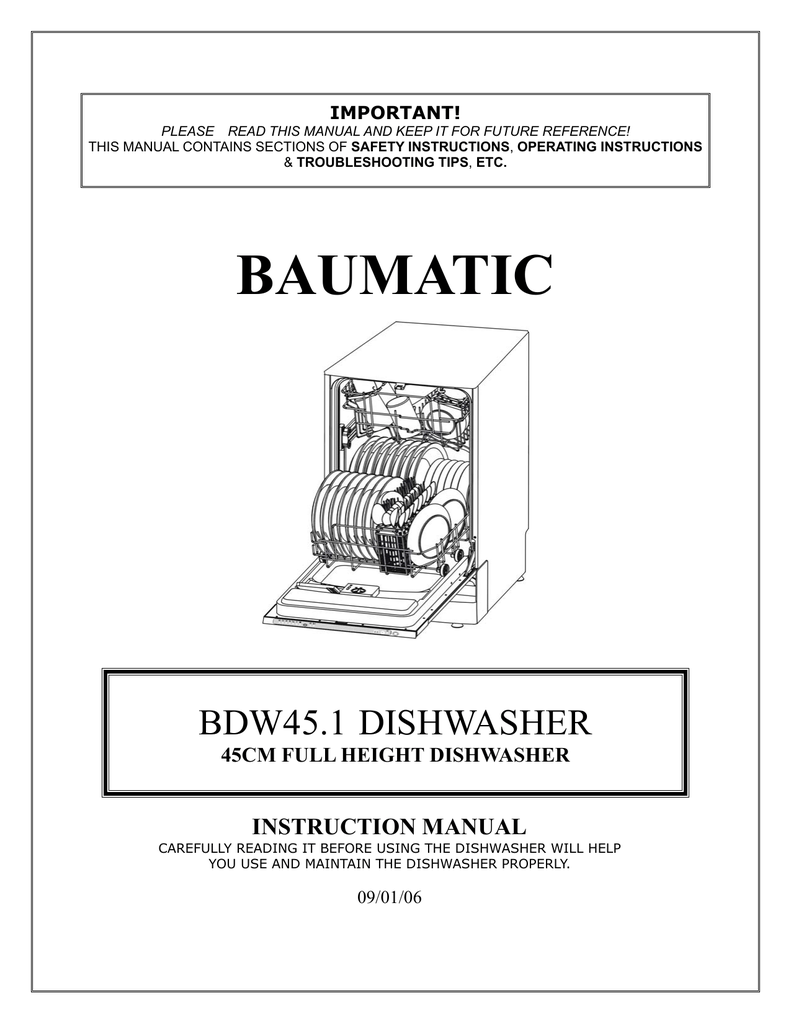 baumatic bdw45 1 dishwasher