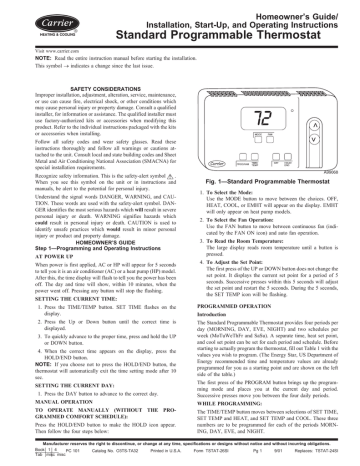 Carrier Programmable Thermostats Operating Instructions Manualzz