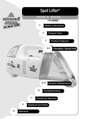 Bissell 1715 Vacuum Cleaner User`s guide | Manualzz