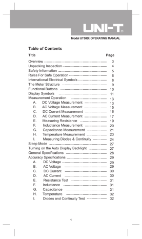 UNI-T UT50C Specifications | Manualzz