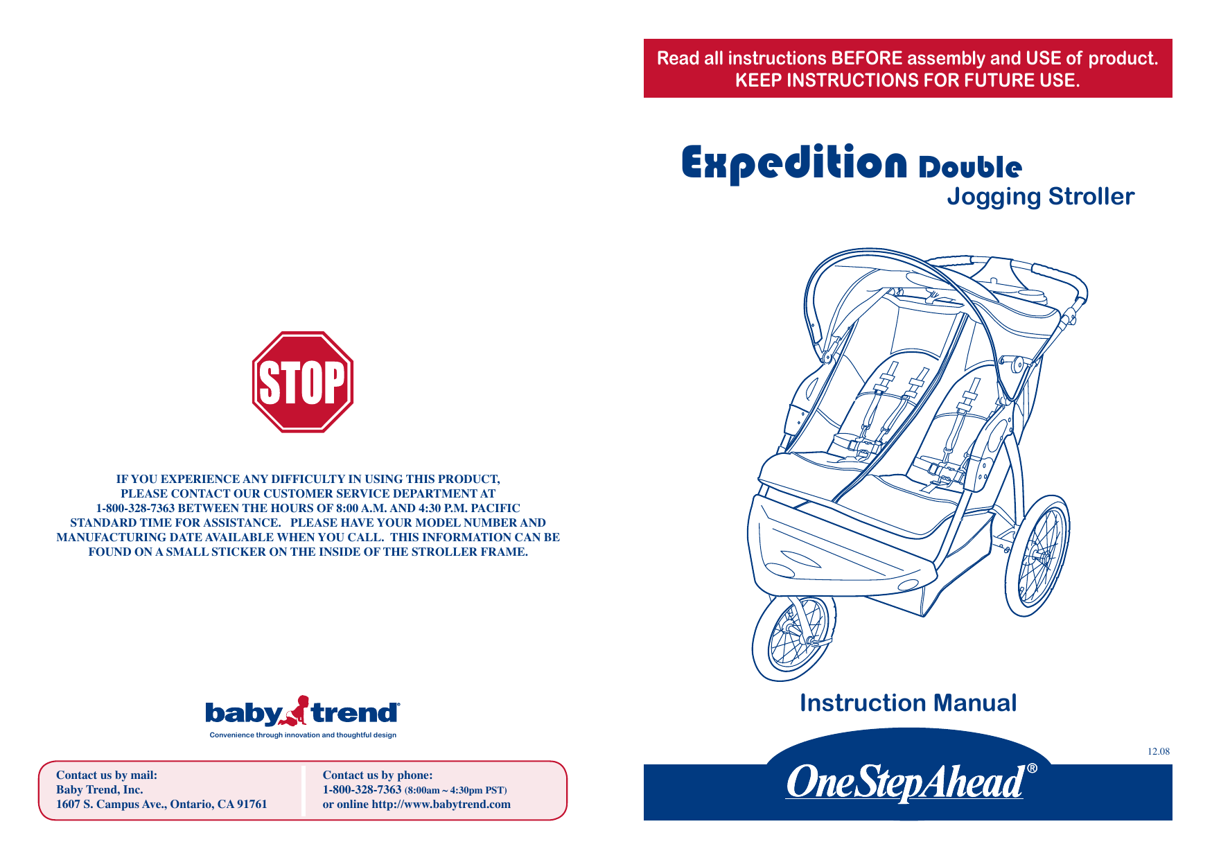 one step ahead double jogging stroller