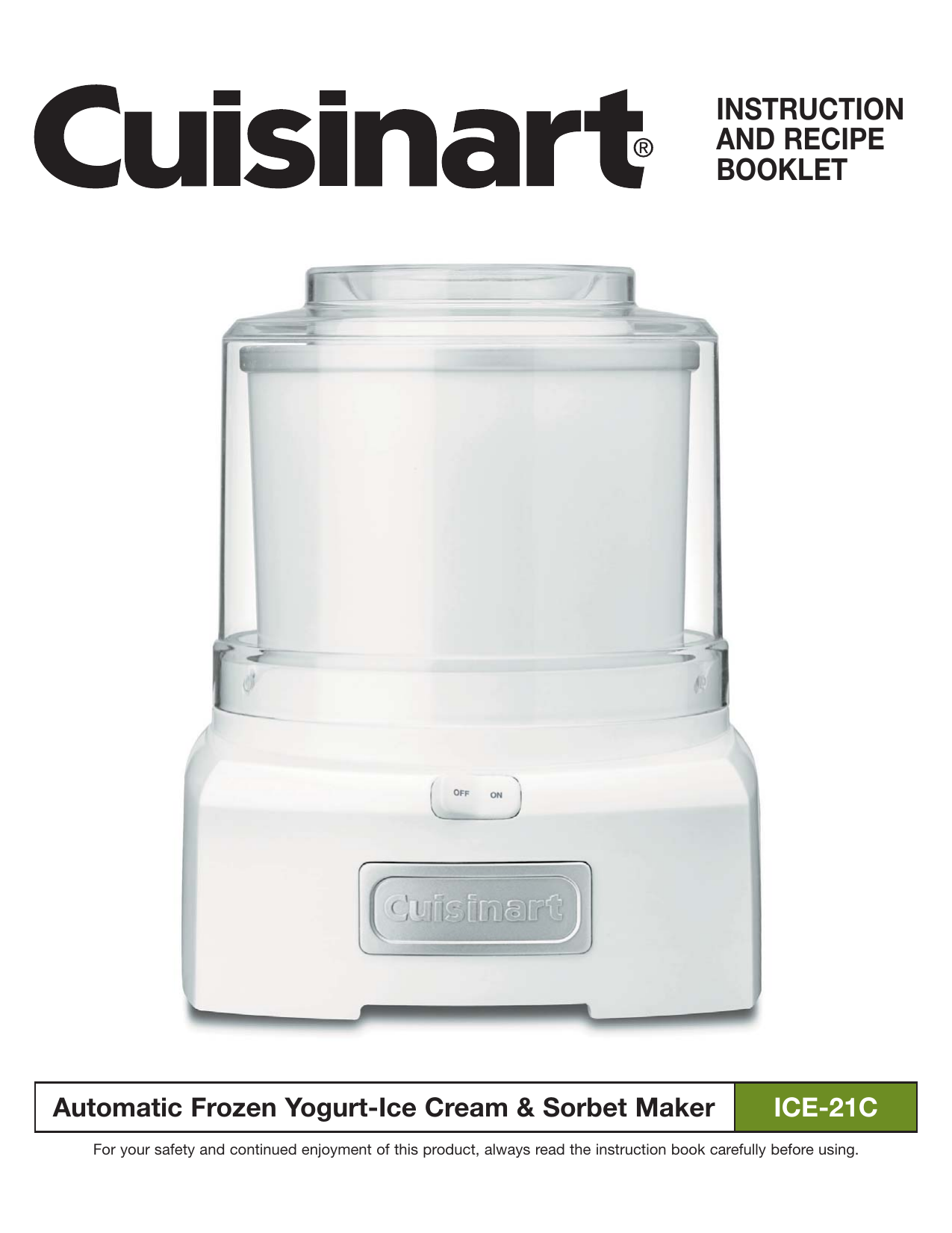 Cuisinart ICE-20 - Automatic Frozen Yogurt Specifications | Manualzz