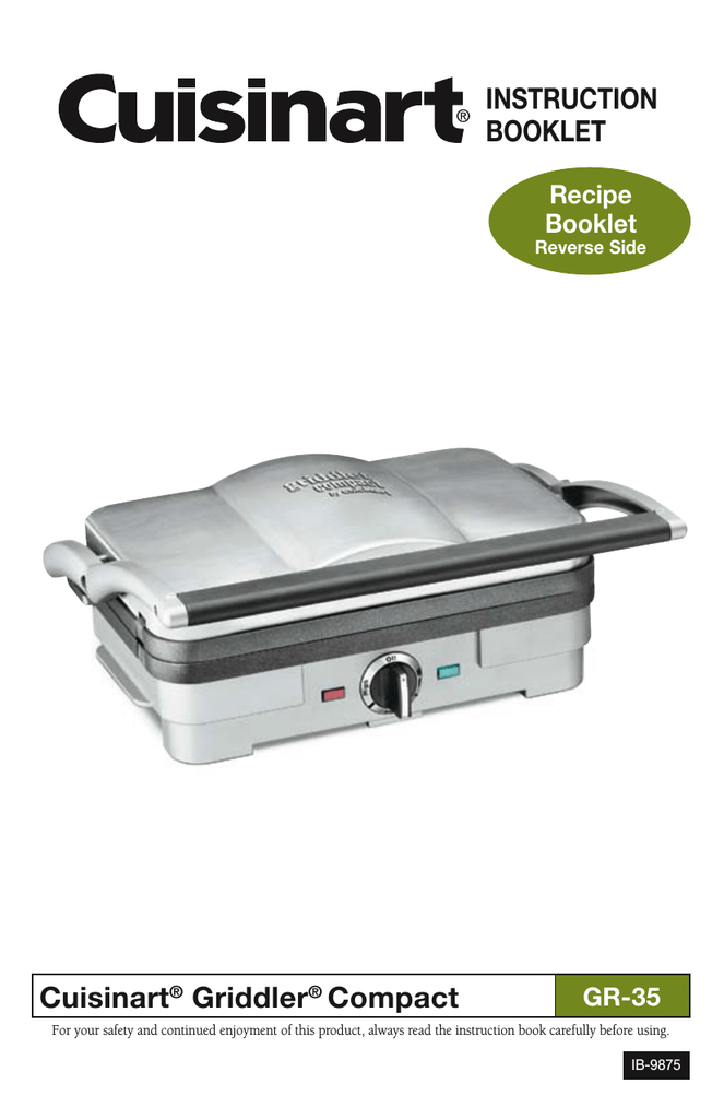 Cuisinart GR35 Griddler® Compact manual Manualzz