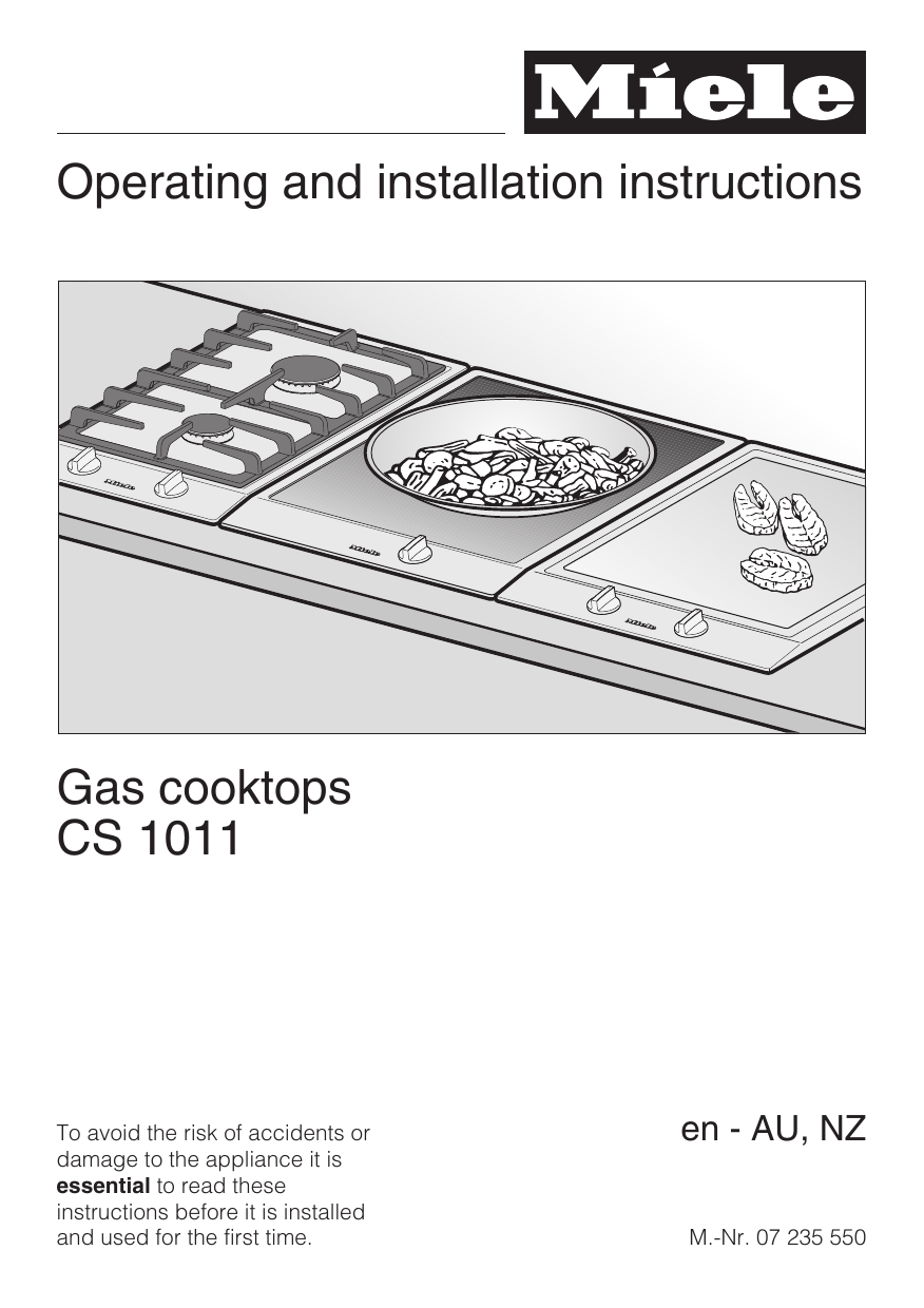 Miele Gas Combiset Cs 1011 Operating Instructions Manualzz Com