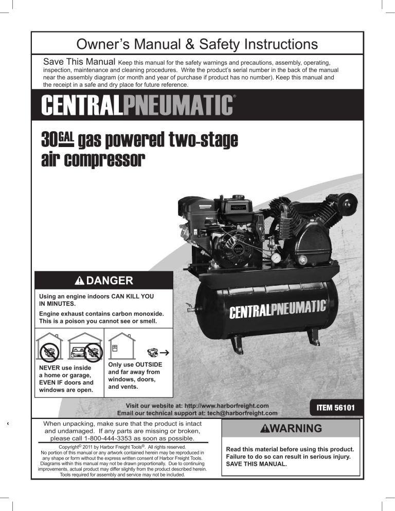 Central Pneumatic Air Compressor Manual