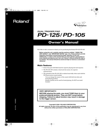 Roland PD-105 V-Pad™ Owner`s manual | Manualzz