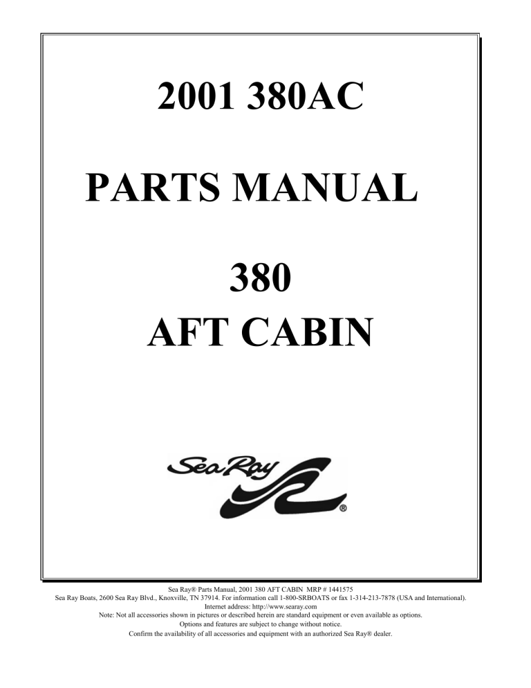 Sea Ray 2001 380 AFT CABIN, 5.7KW EDT 50Hz User manual | Manualzz