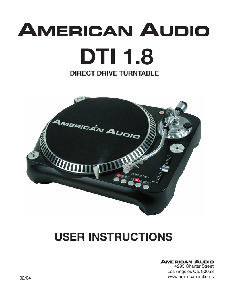 American Audio DTI 1.8 Specifications | Manualzz