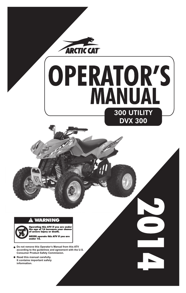 Arctic Cat Atv 300 Dvx Operator S Manual Manualzz