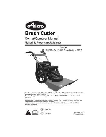 Ariens 911707 24 in. Pro High Wheel Self-Propelled Gas Brush Cutter Mower Operator Manual | Manualzz