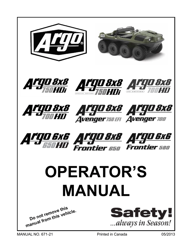 Argo 8x8 750 Hdi Operator S Manual Pdf Download Manualslib
