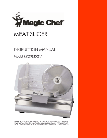 Magic Chef MCSFS200SV Pro Style Food Slicer-DISCONTINUED Instruction ...