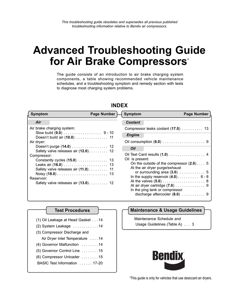BENDIX AD9 AIR DRYER Troubleshooting guide Manualzz