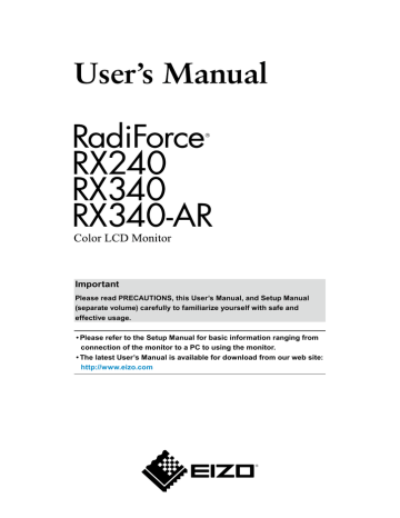 User's manual | Eizo RadiForce RX340 