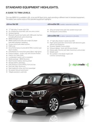 BMW | X3 - | User manual | Standard specification | Manualzz