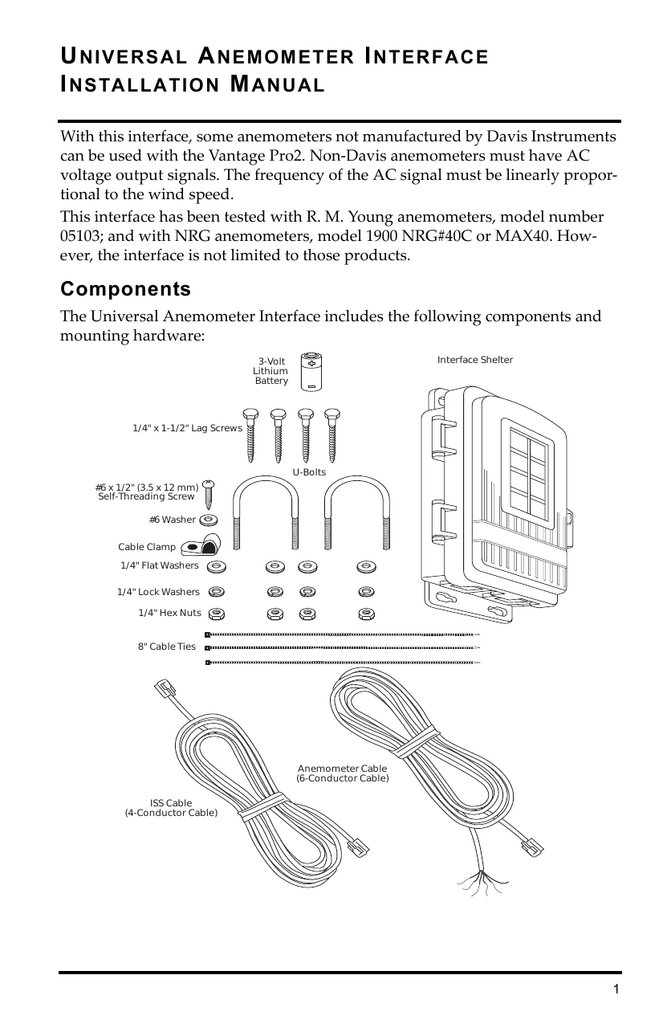 Davis Instruments Anemometer Transmitter Kit, Universal Anemometer