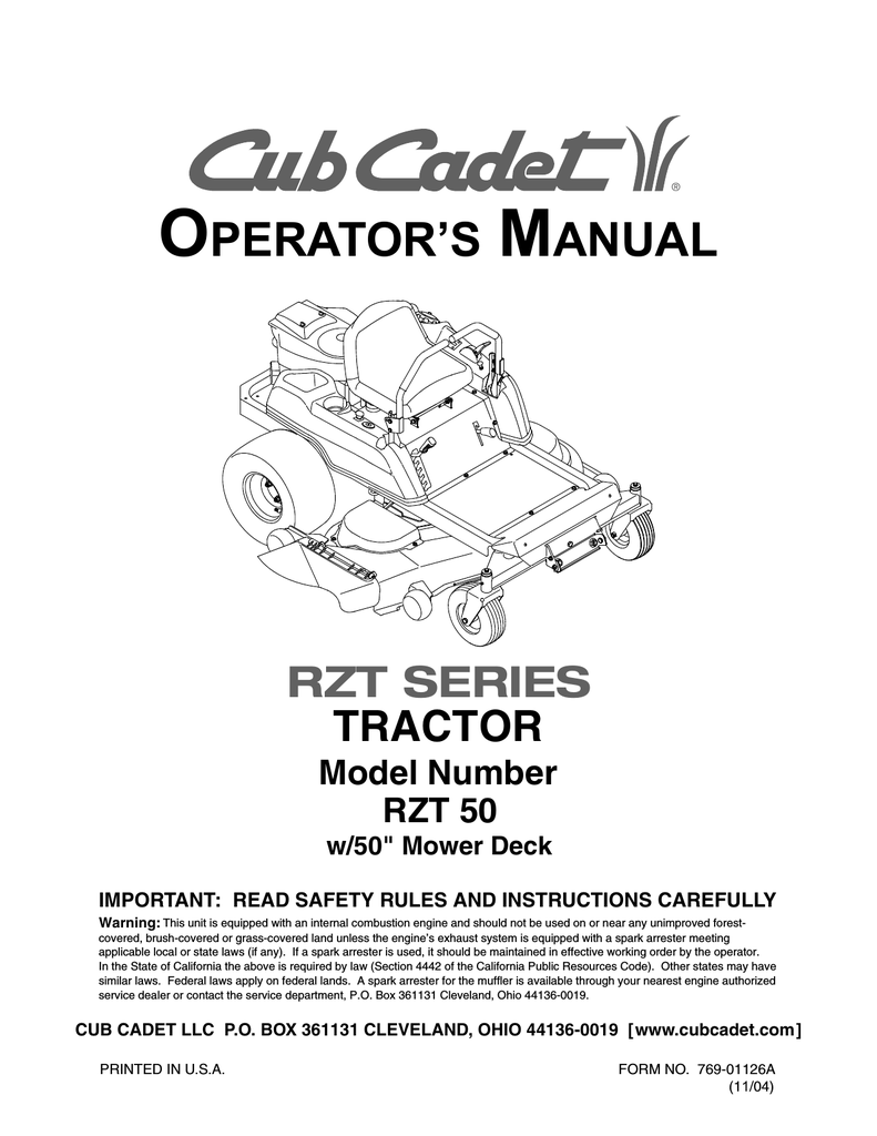 Cub Cadet RT 45 Operator`s manual | manualzz com