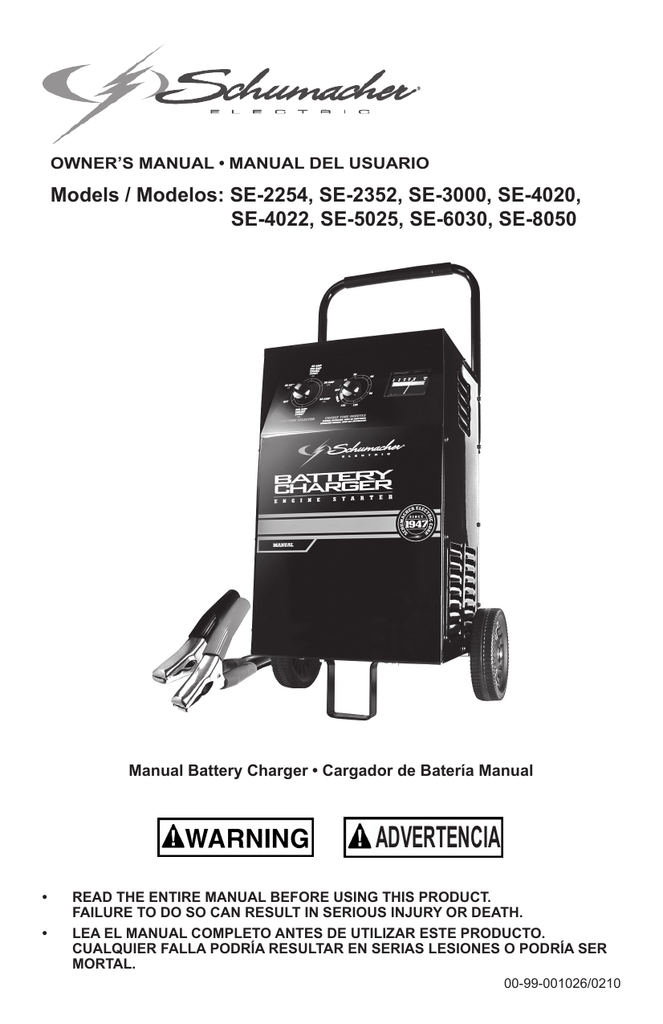 Schumacher Electric SE-6030 Owner's manual | Manualzz