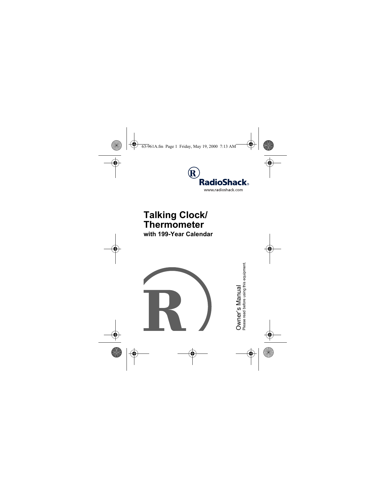 Owner's manual Radio Shack Talking Alarm Clock Thermometer with 199