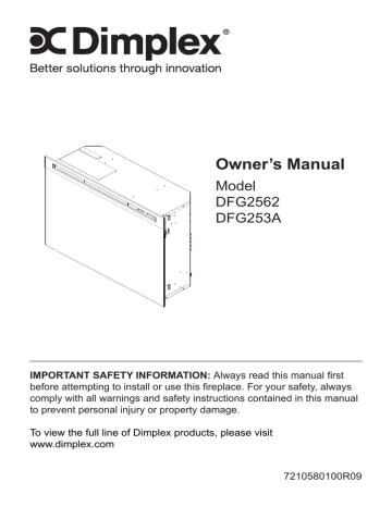 Owner's manual | Dimplex DFG2562 Owner`s manual | Manualzz