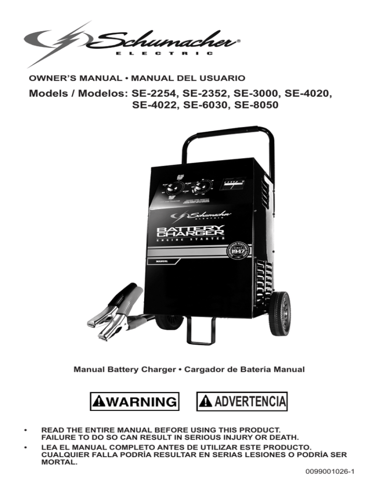 Schumacher Electric SE-4022 Owner's manual | Manualzz