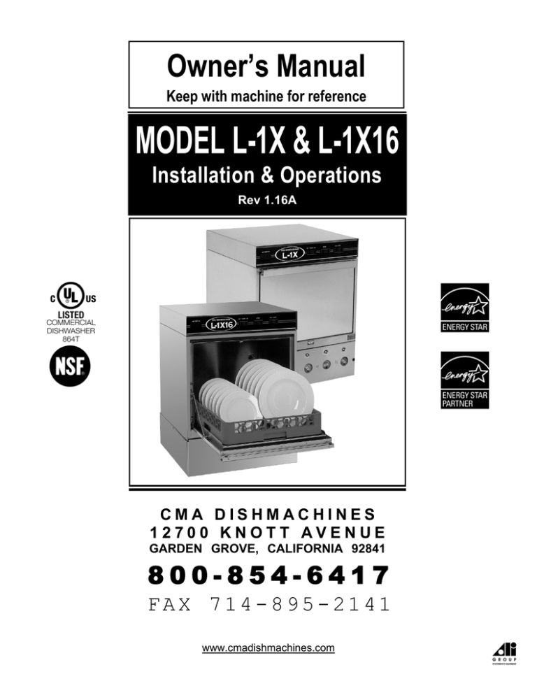 CMA Dishmachines CMA180UC Owner's manual Manualzz