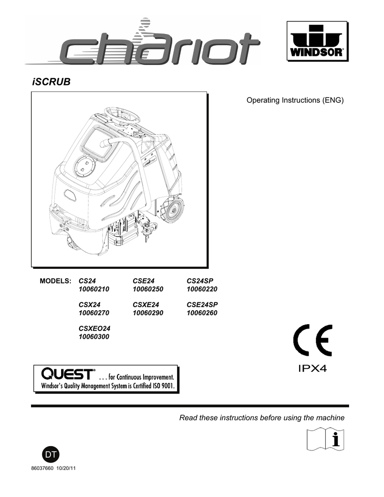 Windsor chariot iSCRUB CSXE24 10060290 Operating instructions | Manualzz