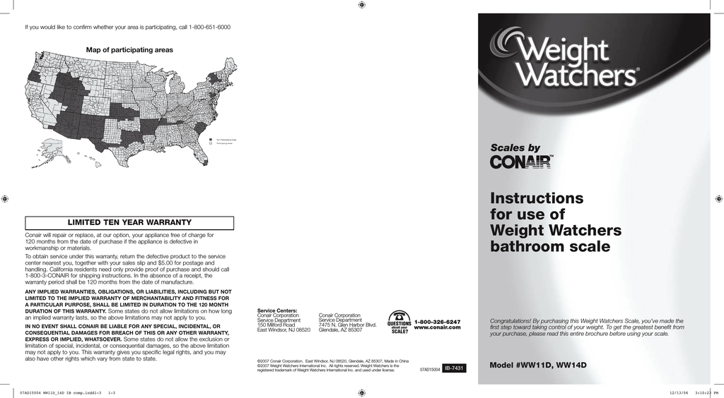 Weight Watchers Digital Precision Scale (ww204wgbx) 