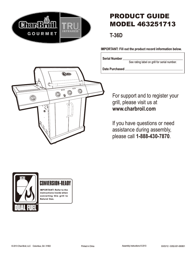 Char Broil 463251714 Gourmet 3 Burner TRU Infrared Propane Gas