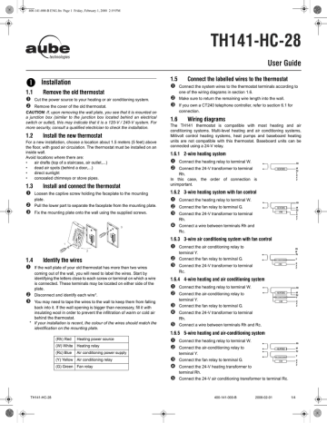 Aube Technologies Th305 User Guide Manualzz