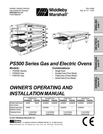 Middleby Marshall PS570 series Installation manual | Manualzz