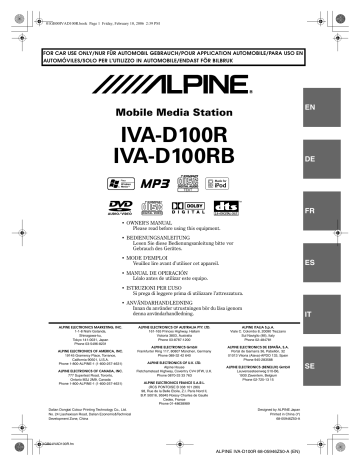 Alpine IVA-D100 El manual del propietario | Manualzz