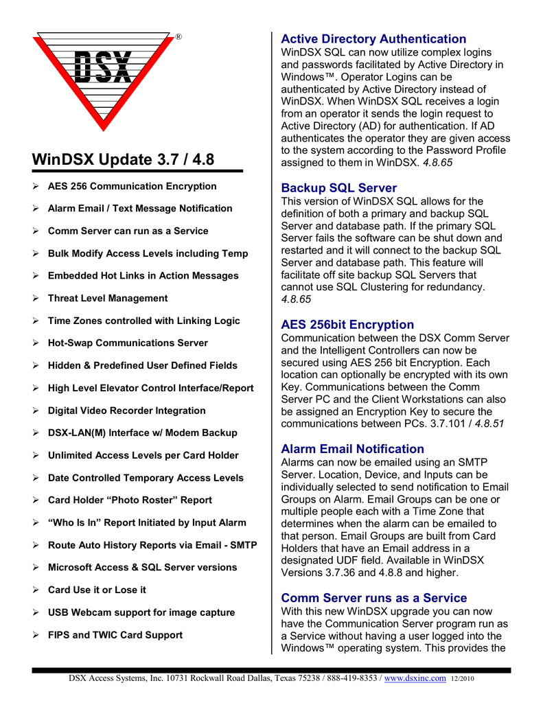 DSX Access System, Inc. WinDSX Product information Manualzz