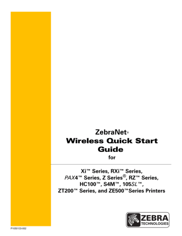 Zebra ZebraNet Quick Start Guide | Manualzz