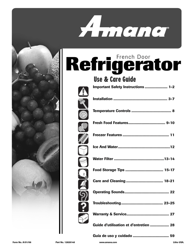 Amana AFD2535DES Fridge User guide | Manualzz