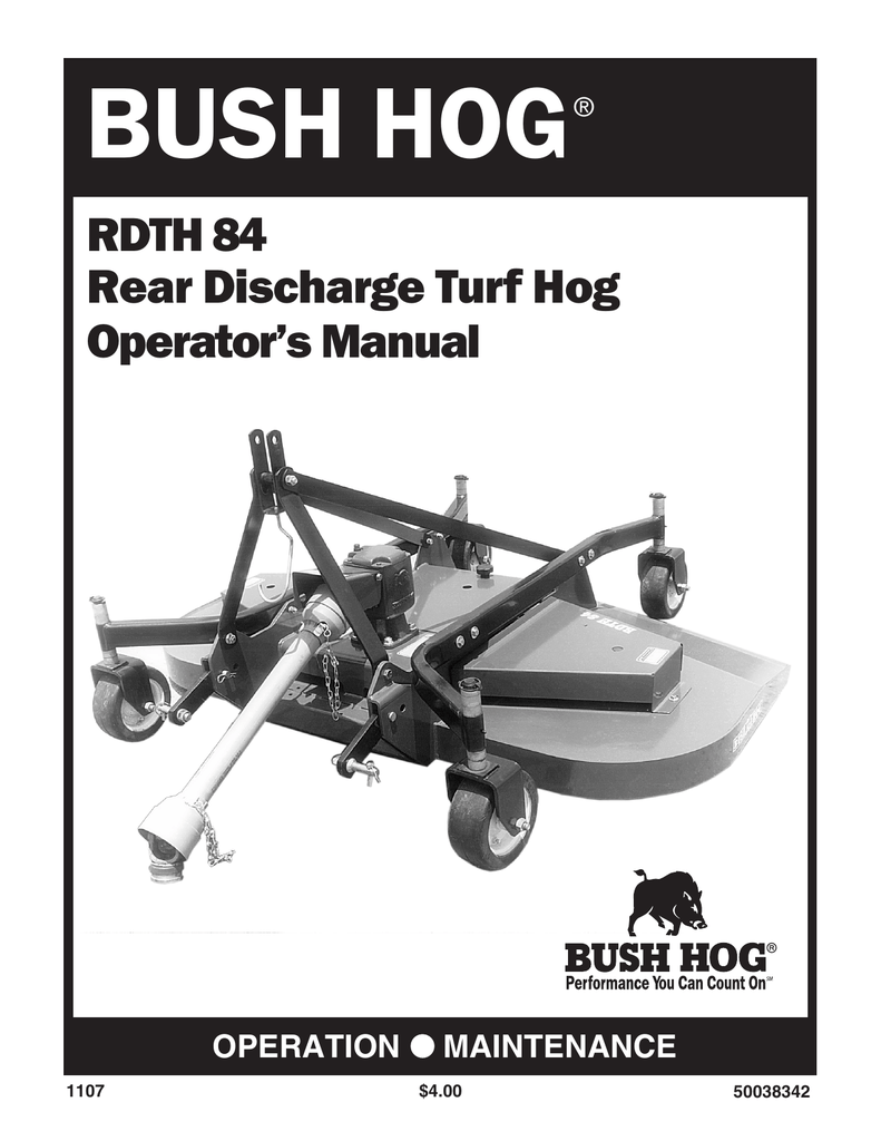 Bush Hog RDTH SERIES RDTH 84 Operator's Manual Manualzz