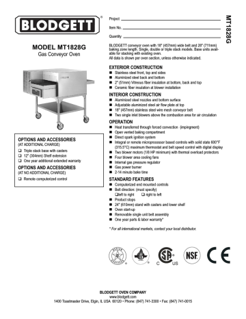 Blodgett MT1828G General Manual | Manualzz