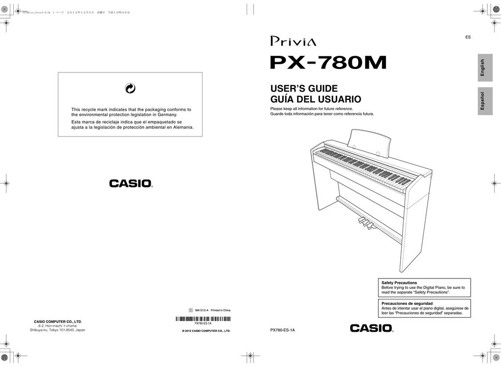 Casio Px780 Bk Home Digital Piano User Manual Manualzz