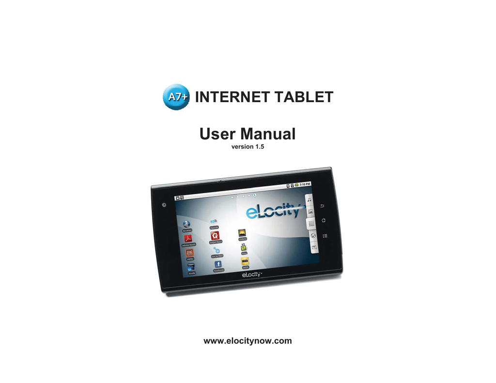 Elocity A7 Internet Tablet User manual - Manualzz