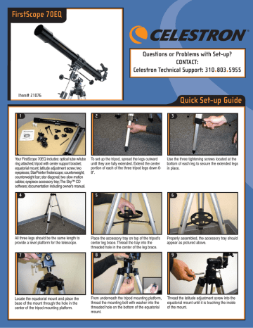 Celestron Firstscope 70 EQ Quick Setup | Manualzz