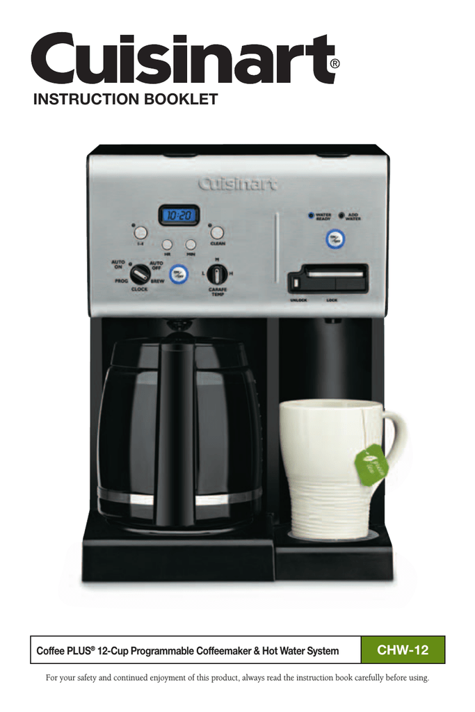 Cuisinart CHW-12P1, CHW-12, Coffee PLUS CHW-12 El manual del propietario |  Manualzz