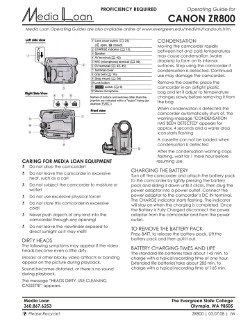 Edia Oan Canon Zr800 The Evergreen State College Manualzz