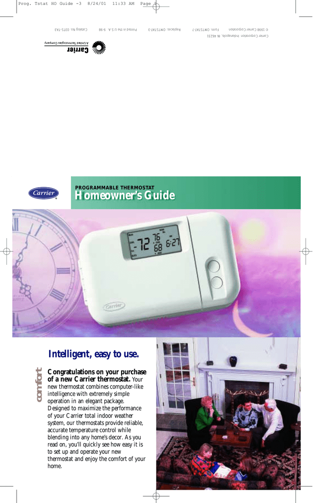 Programmable Thermostats User manual Carrier Homeowner`s Guide