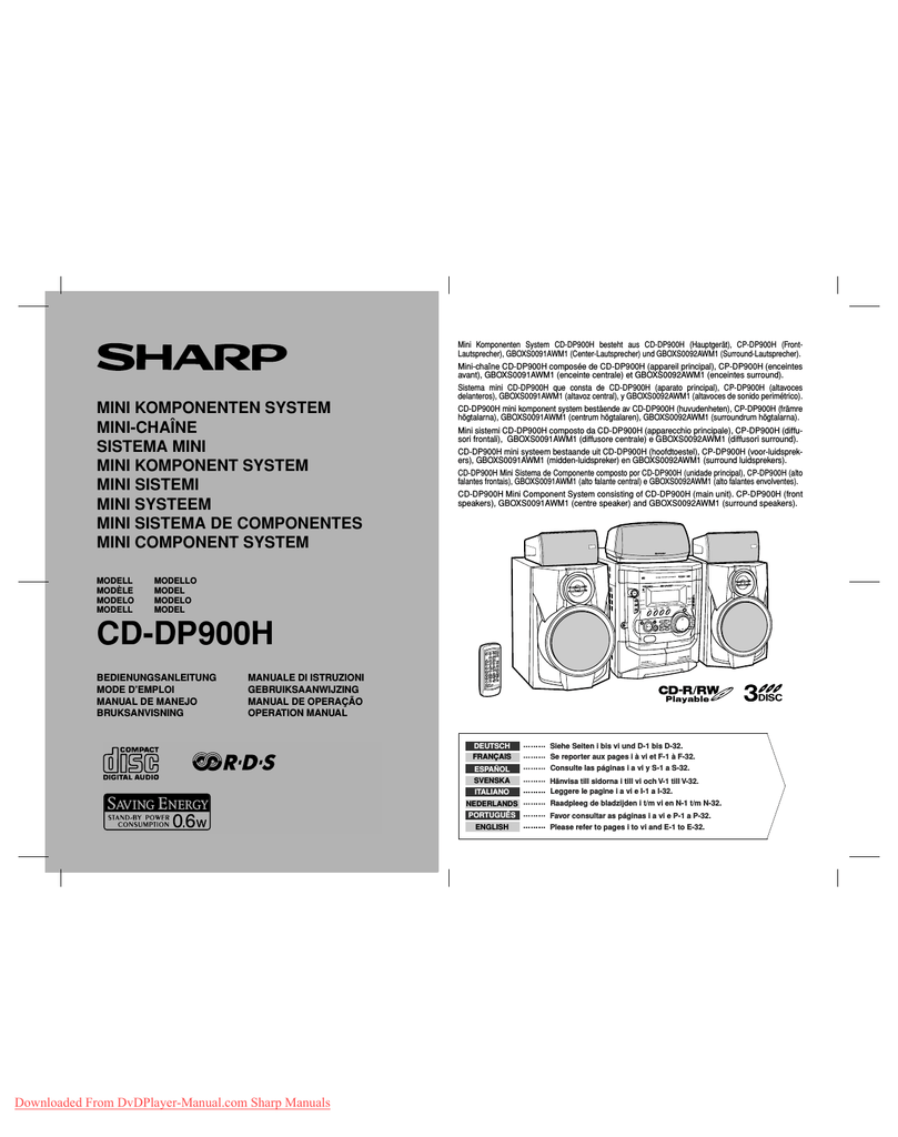 Sharp Cd Dp900h Specification Manualzz