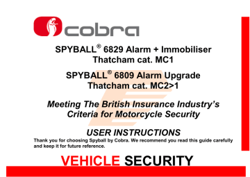SPYBALL 6829 & 6809 Motorcycle Security System User Manual | Manualzz