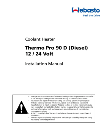 Webasto Thermo 90 Installation manual | Manualzz