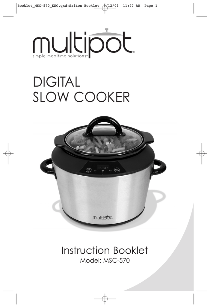 Salton Elite Slow Cooker User Manual deadusa