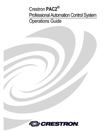 Crestron PAC2 Operations Guide | Manualzz