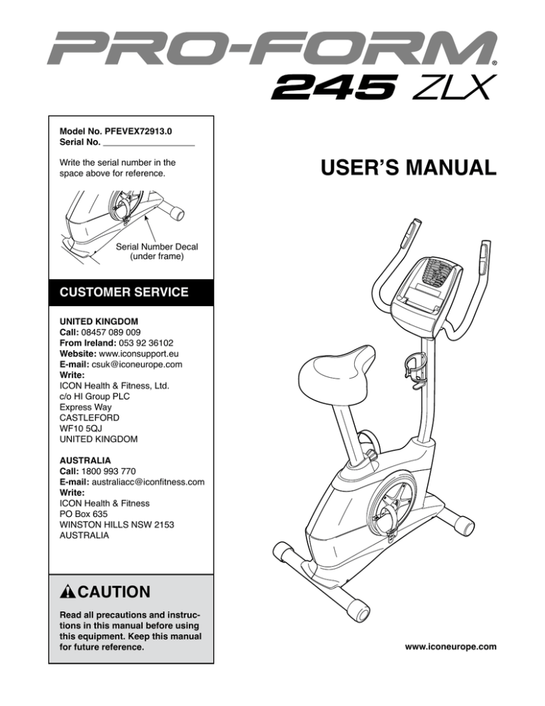 proform exercise bike manual